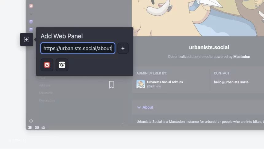 vivaldi web panel addition