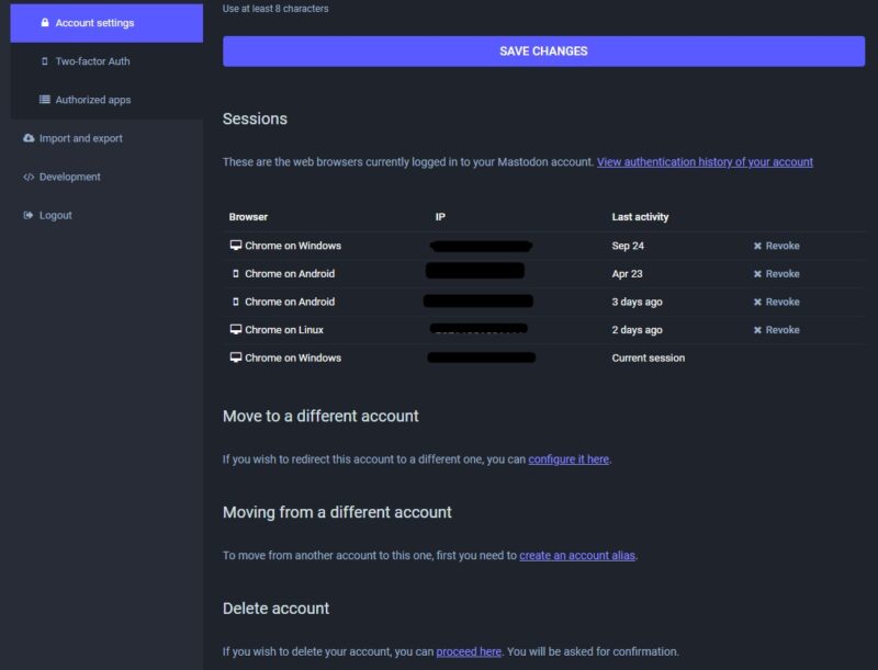 Move your Mastodon account to another server