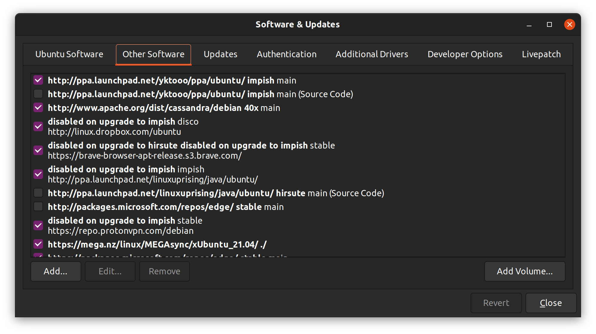 Software & Updates tool in Ubuntu