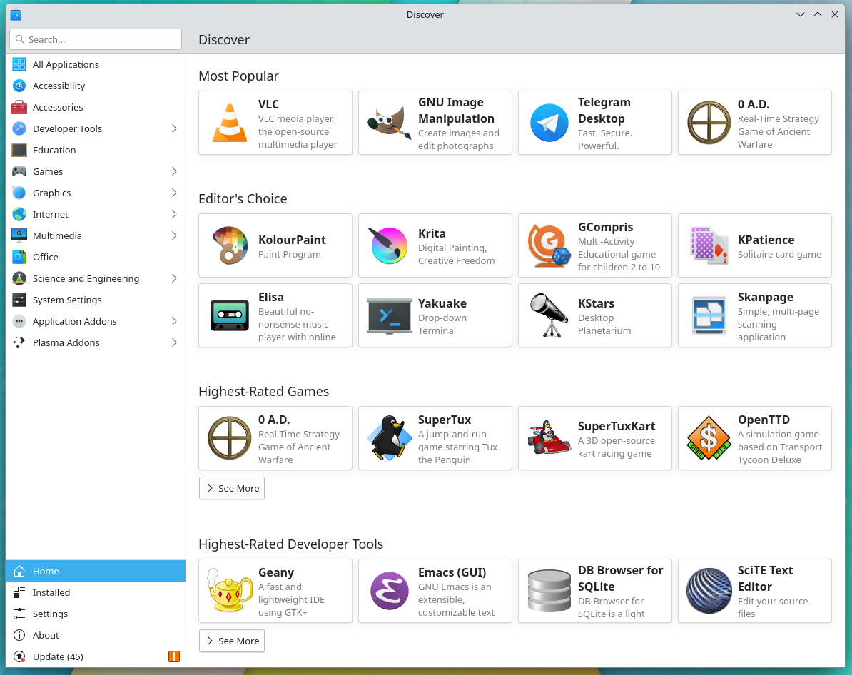 kde plasma 5.27 discover app