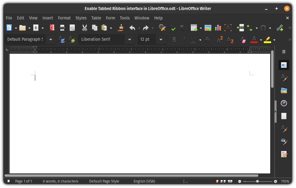 The default look of LibreOffice