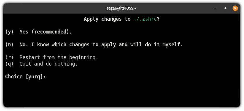 apply changes to zshrc file