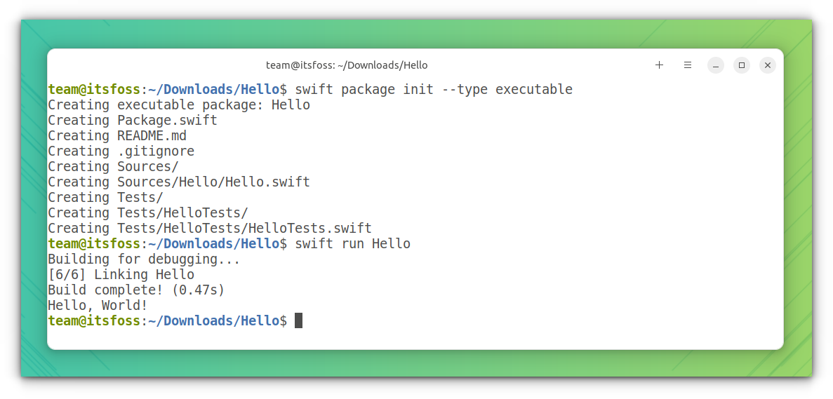 Create and Run a Swift Package using swift package init command