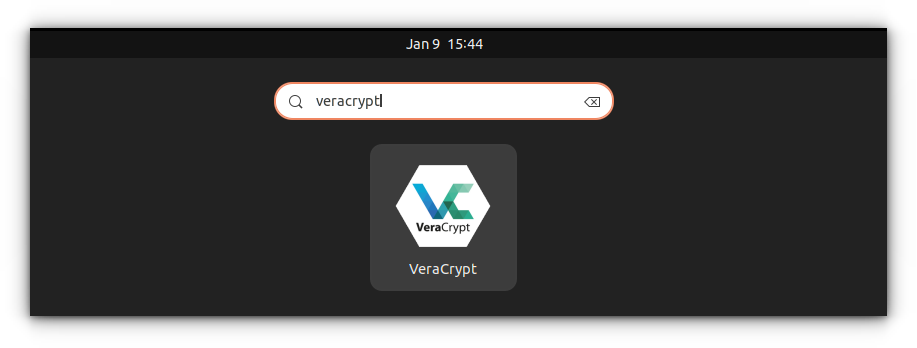 Open VeraCrypt from Ubuntu Activities Overview