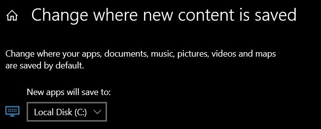 windows 10 new app storag location