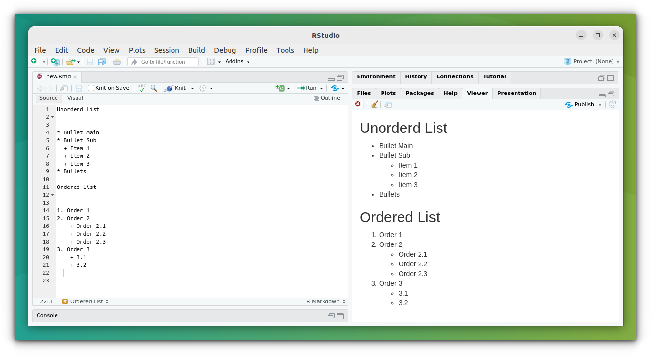 order and unordered list example