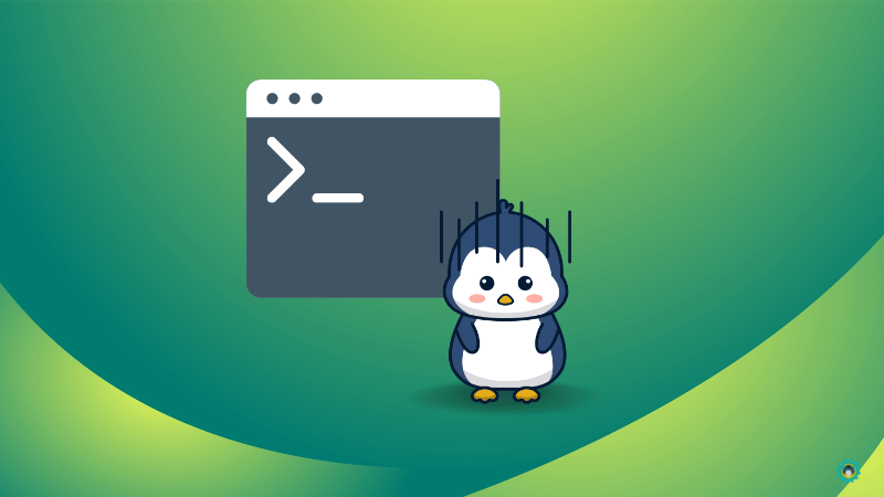 tux avatar scared with a terminal icon behind it