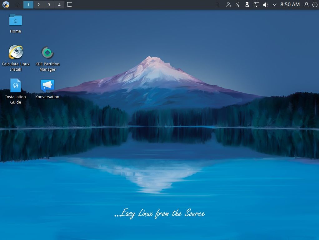 calculate linux screenshot with an abstract painting background of a scenary