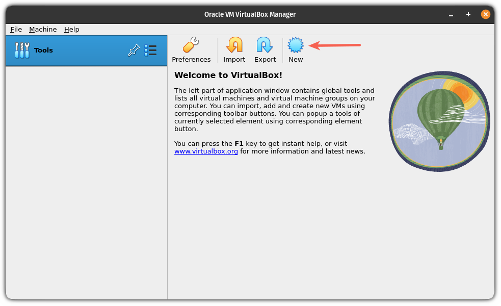 screenshot that shows you how to click on new button to add new virtual machine