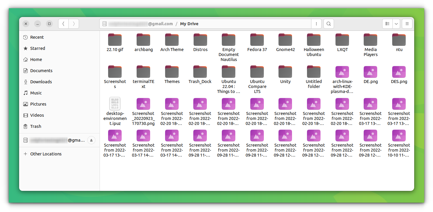 Drive Folder in Nautilus File Manager