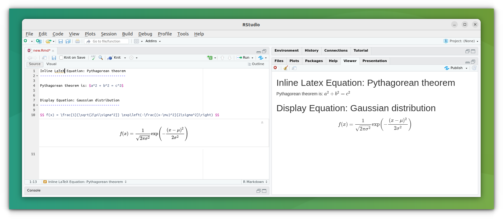 ajouter des équations dans le document R Markdown