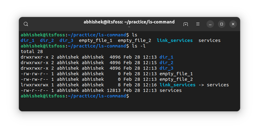 Long listing with ls command in Linux