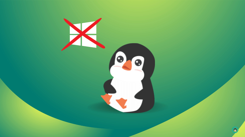 tux avatar sitting and thinking with a window icon cross marked