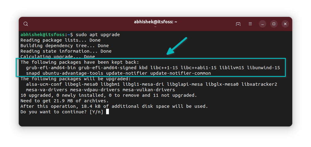 Ubuntu update shows following packages have been kept back error