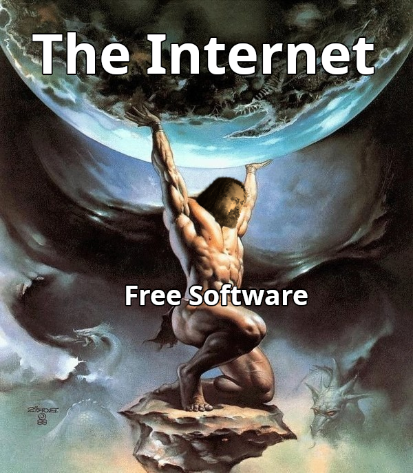 Le logiciel libre de Richard Stallman exécutant le mème Internet