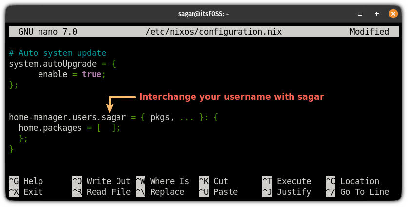 syntaxe pour le module home-manager dans le fichier de configuration NixOS