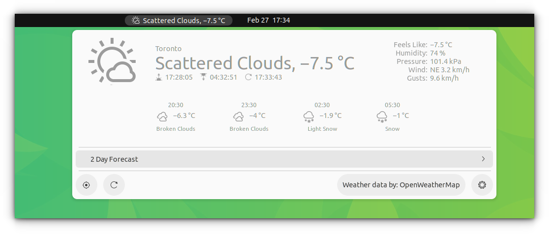 A GNOME Extension displaying weather information