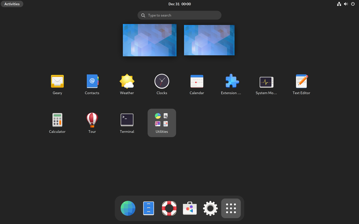 carbon os screenshot with gnome menu