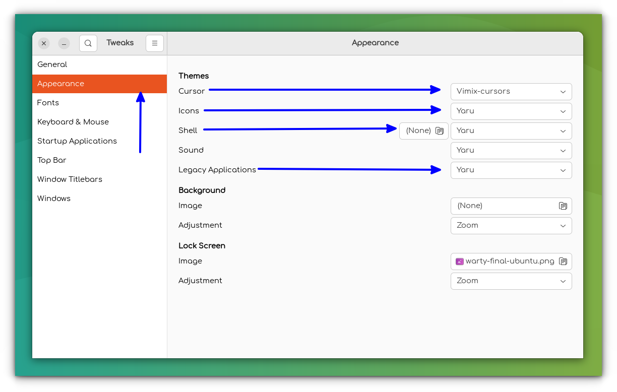 Change Ubuntu themes using the GNOME Tweaks app