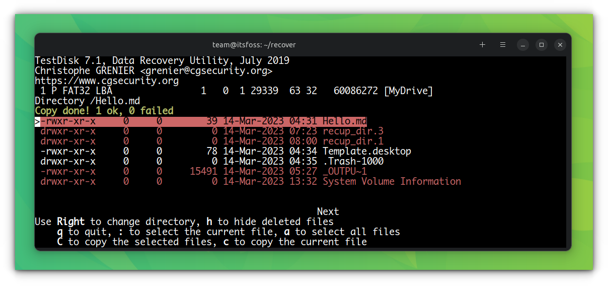 Linux file deals recovery