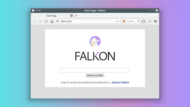 Default home page of Falkon browser