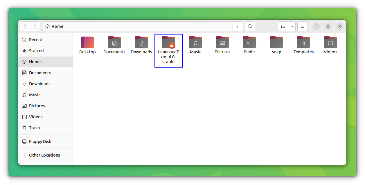 LanguageTool directory in Nautilus file manager