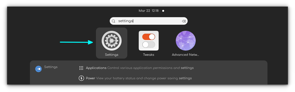 Open system settings from Ubuntu Activities Overview