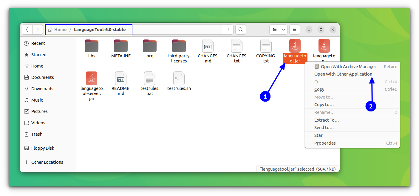 Select "Open With Other Application" from the right-click menu