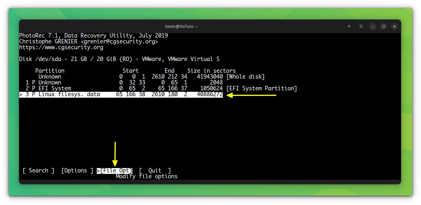 Select File Opt to set the file types that need to be recovered