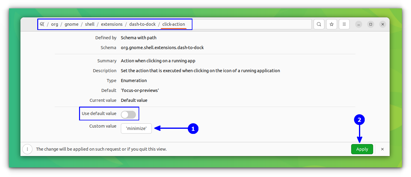 Set Click Action to "Minimize" in Dconf editor