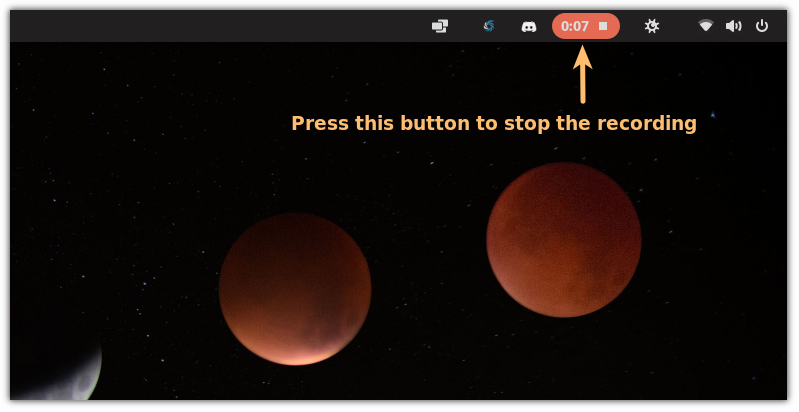 stop recording in GNOME's in-built recorder