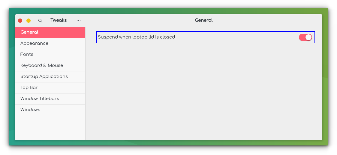 Toggling the "suspend when laptop lid is closed" button in the General section of GNOME Tweaks will suspend the laptop automatically when the lid is closed