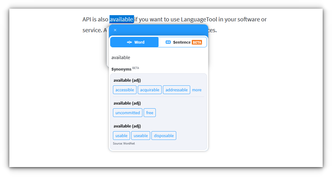 Finding Synonyms with LanguageTool