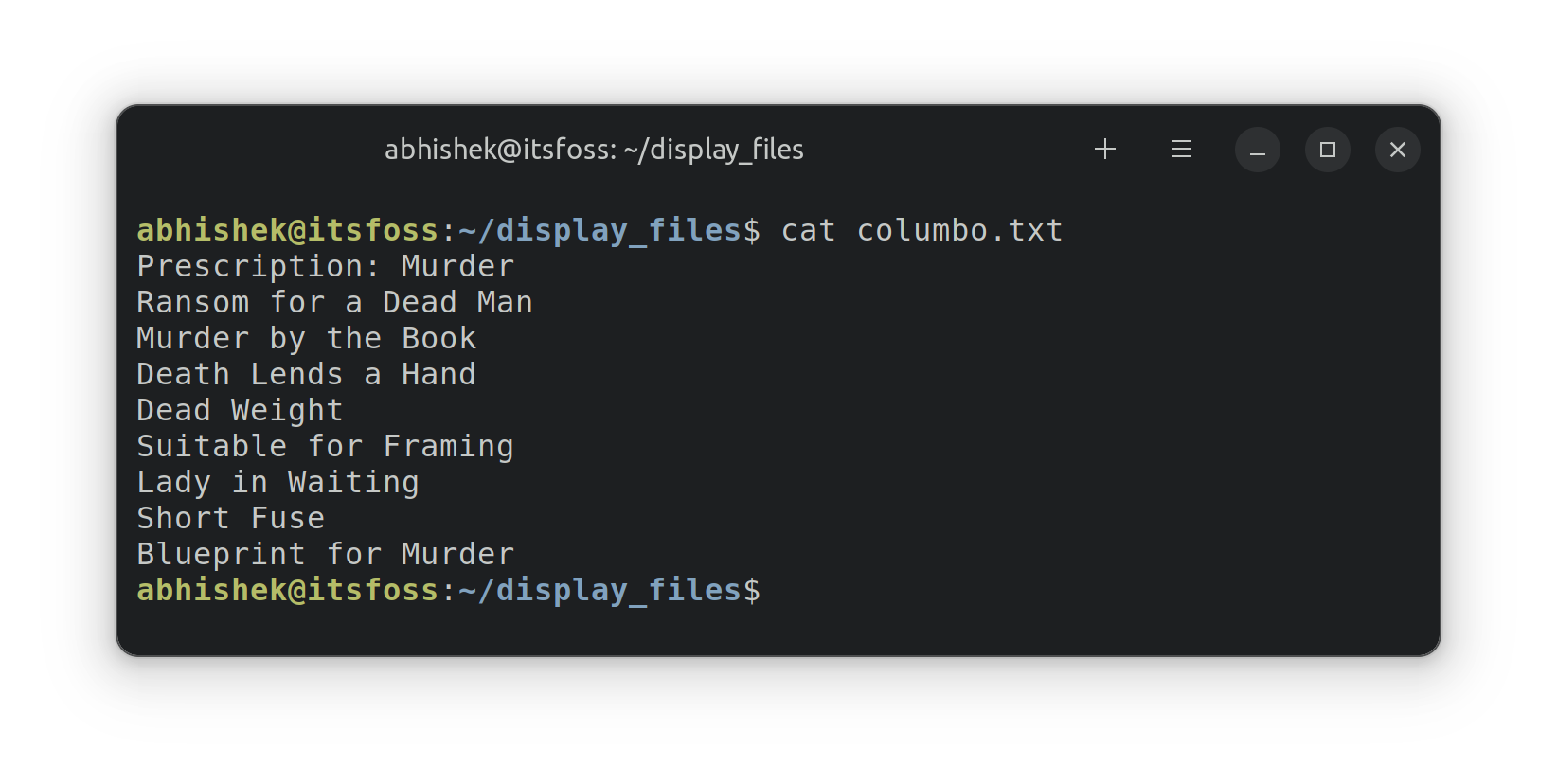 Using the cat command to view files in Linux