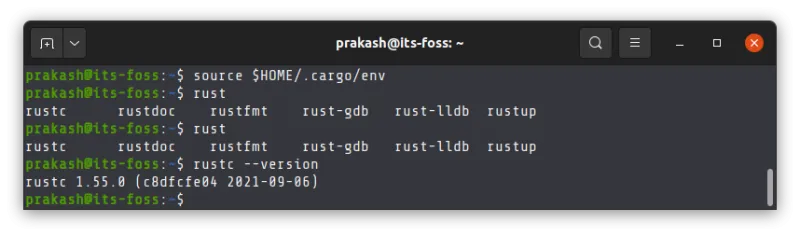 Verify the instaaltion of Rust by checing the version of rust installed in the terminal