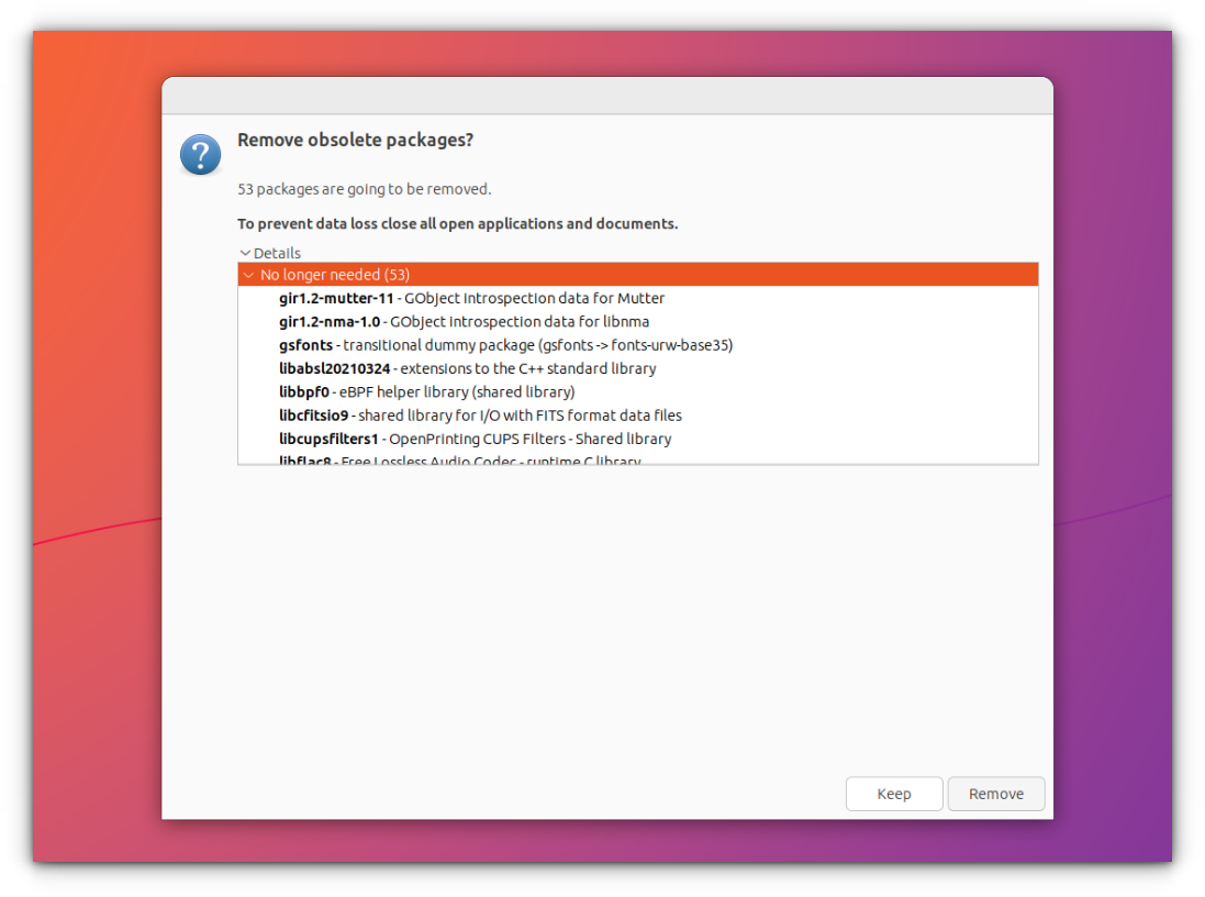 ubuntu removing obsolelte packages in upgrade