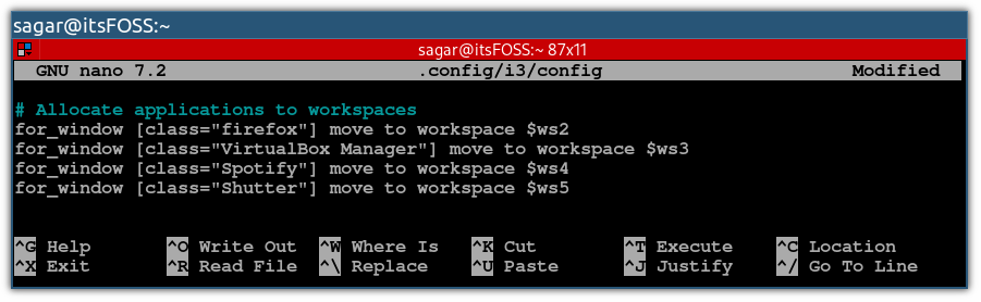 Allocate applications to workspaces