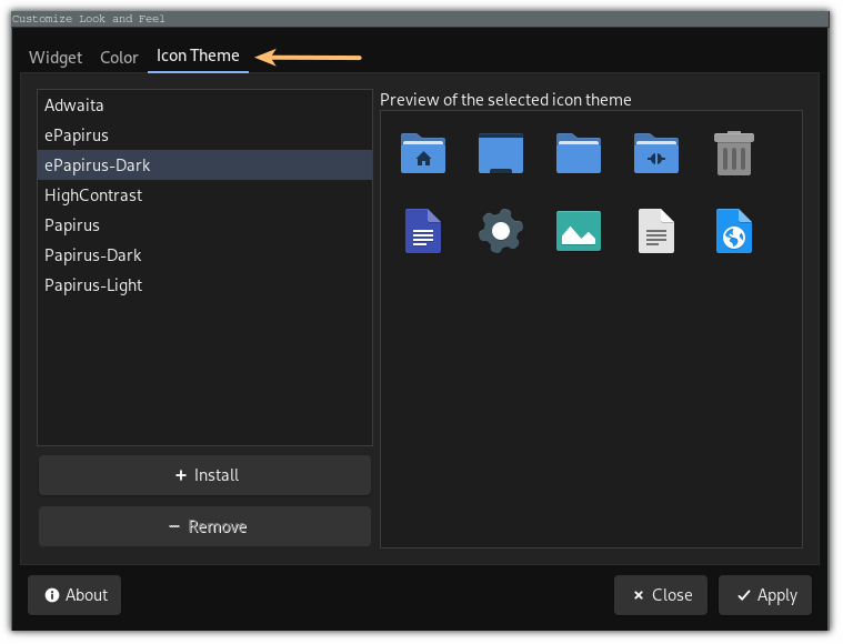 Change icons in I3 window manager using lxappearance