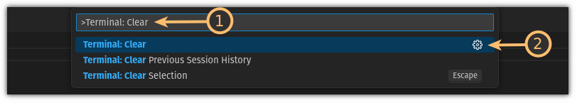 Find clear terminal shortcut in VS Code
