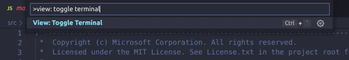 Toggle terminal using Command Palette