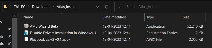 files needed to install atlas OS