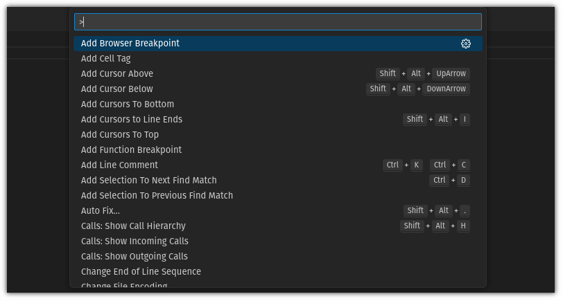 command editor in VS Code