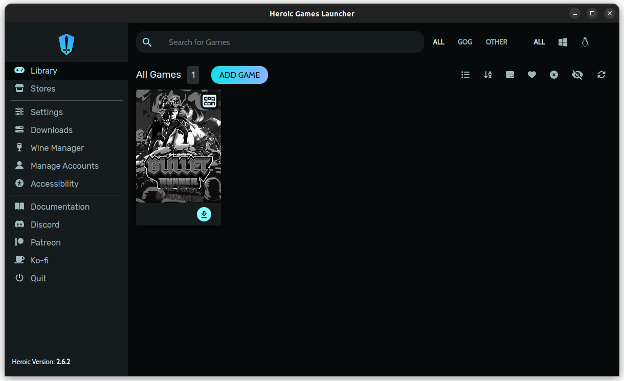 gog game library on heroic games launcher