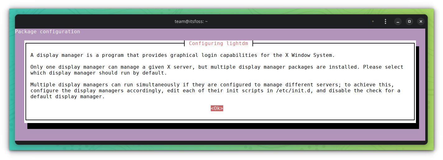 Configuring LightDM message