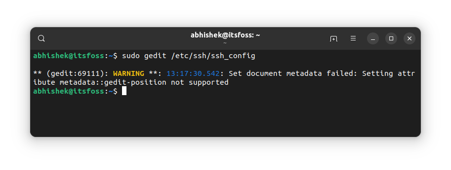 Using gedit to edit config files