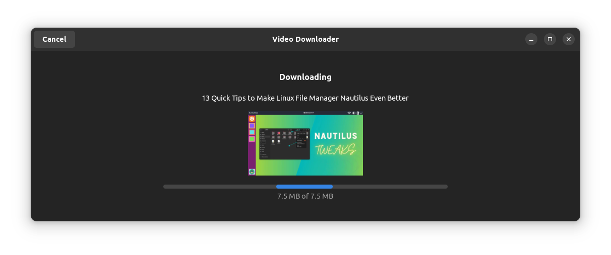 Video Downloader application is downloading an audio from a Video clip