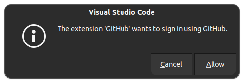 VS Code asking to sign in to GitHub