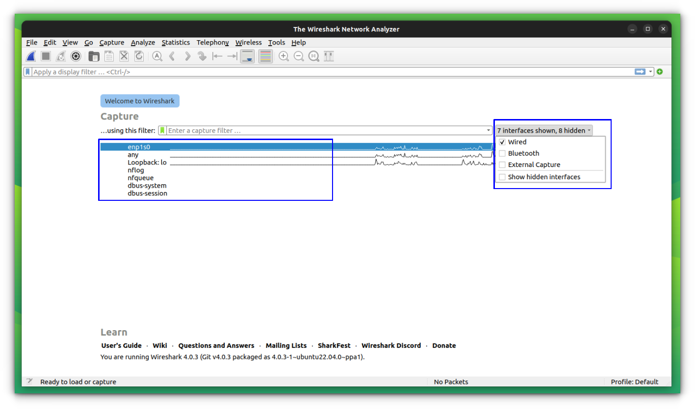 Listing only Wired Network interfaces in Wireshark