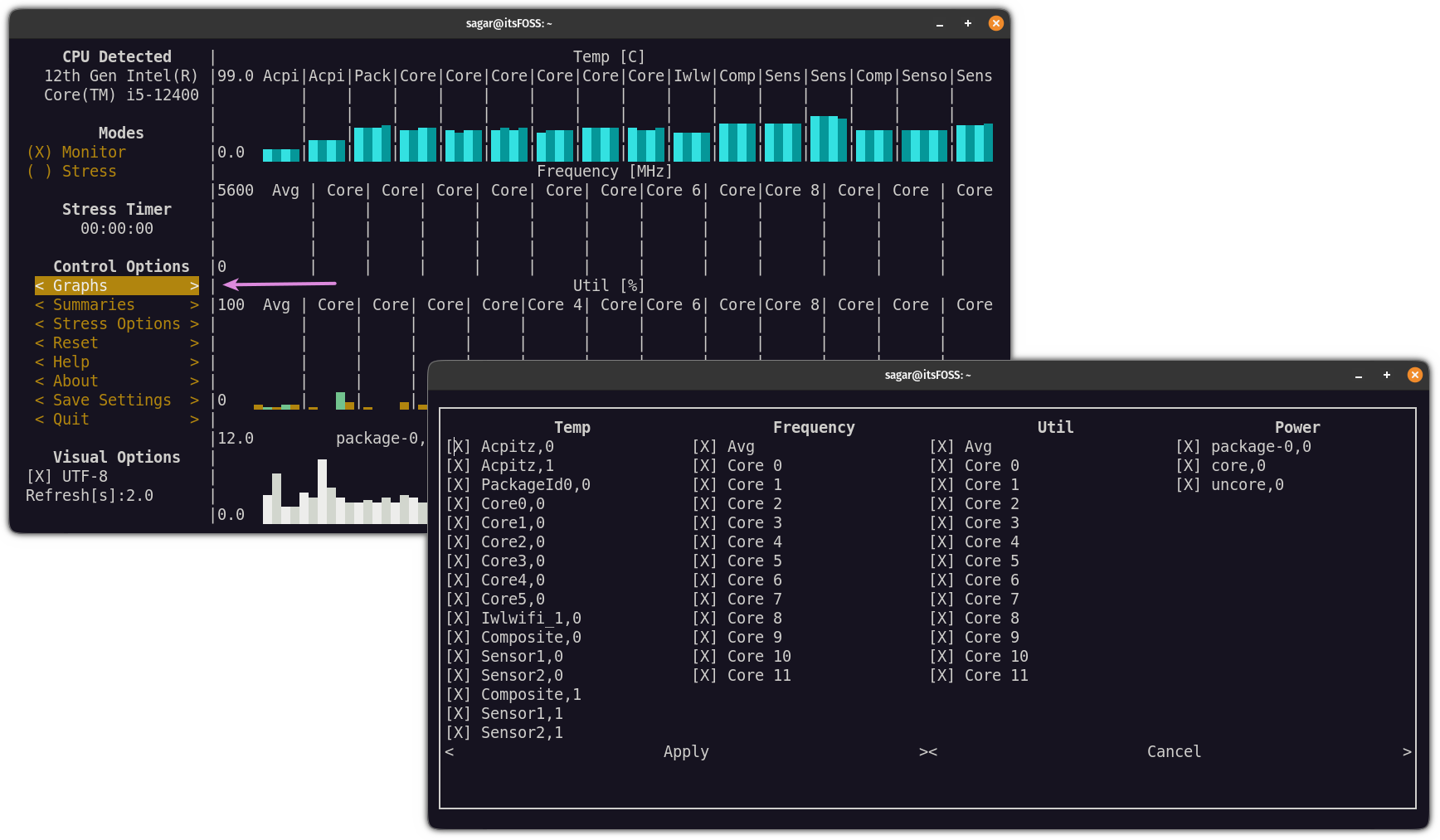 customize s-tui in ubuntu