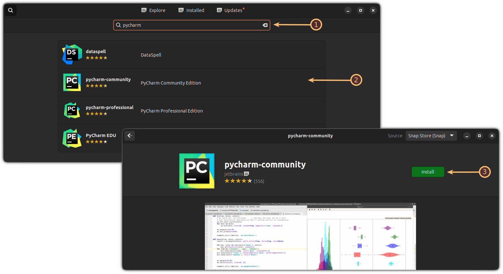 Install PyCharm from Ubuntu software center